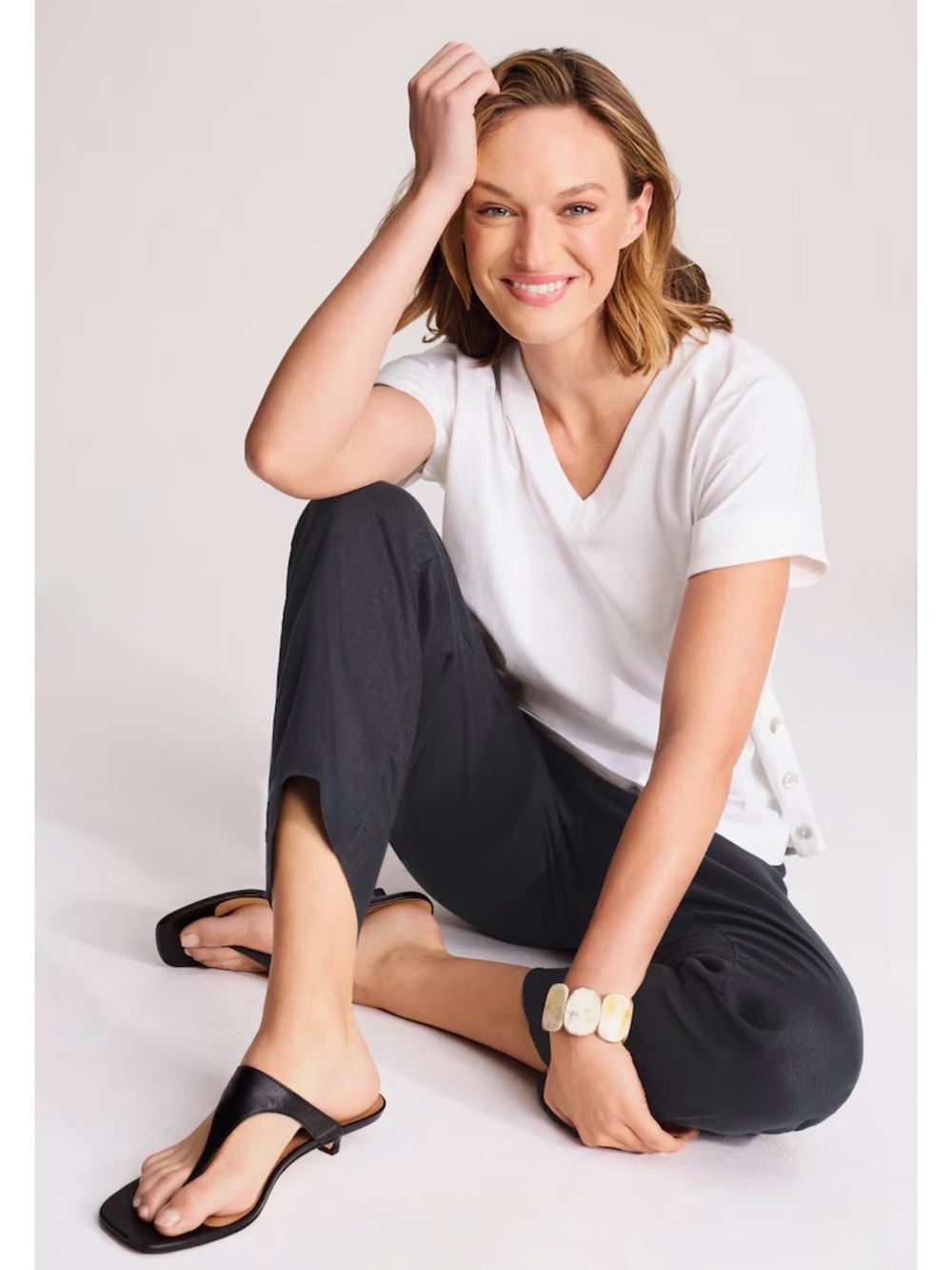 J Jill Black Linen Cropped Pants Black Size 12 H